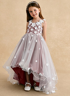 Azazie Celia Flower Girl Dresses Amethyst A-Line Lace Tulle Dress image6