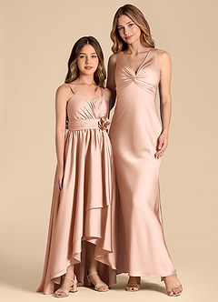 Azazie Catalina Junior Rose Gold A-Line Sweetheart Neckline Stretch Satin Dress image3