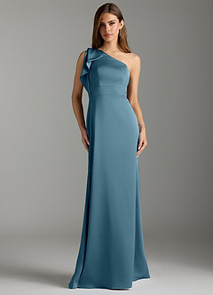 Azazie Rinna Bridesmaid Dresses Bermuda Mermaid Ruched Stretch Satin Dress image1