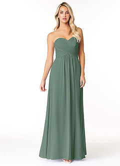 Azazie Yazmin Robes de demoiselle d'honneur Robe Trapèze Convertible en Mousseline de soie Encolure en Forme de Cœur Eucalyptus image4
