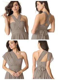 Azazie Olani Bridesmaid Dresses Taupe A-Line Off the Shoulder Chiffon Convertible Dress image8
