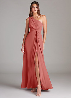 Azazie Brooke Bridesmaid Dresses Antique Rose A-Line One Shoulder Chiffon Dress image1