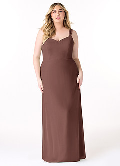 Azazie Denice Vestidos de damas de honor Vestido de Expresado de Gasa de Corte Recto con Plisado image9