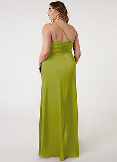 Azazie Eren Bridesmaid Dresses Lemongrass Mermaid One Shoulder Stretch Satin Dress image7