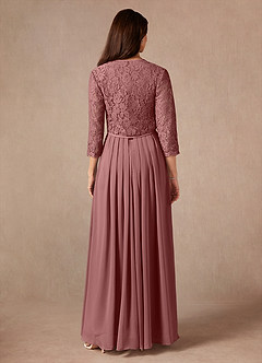 Azazie Ainsling Kleider für die Brautmutter A-Linie Quadratischer Ausschnitt Spitze Chiffon Kleid Wüstenrose image2