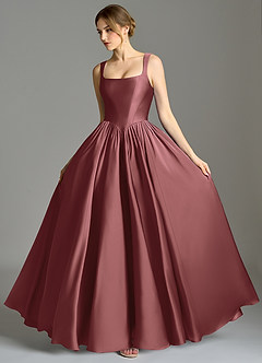 Azazie Verina Suknie dla druhen Linia A Pofałdowany Satyna elastyczna Do ziemi Sukienka image4