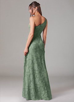 Azazie Ellianna Bridesmaid Dresses Matcha A-Line One Shoulder Floral Burnout Dress image4