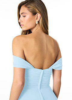 Azazie Kaitlynn Bridesmaid Dresses Sky Blue Empire Ruched Chiffon Convertible Dress image6