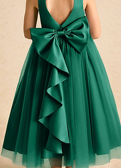 Azazie Solia Flower Girl Dresses Emerald Ball-Gown Bow Tulle Dress image7