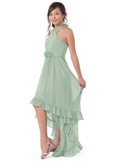 Azazie Hermione Vestido de Agave de Gasa/ Chiffon de Acampanado image3