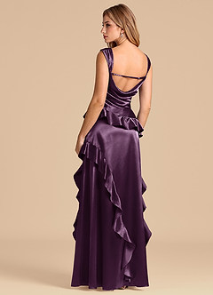 Azazie Sloane Robes de demoiselle d'honneur Robe Trapèze en Satiné métallisé Encolure en Forme de Cœur Prune image2