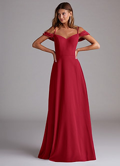 Azazie Marley Bridesmaid Dresses Scarlet A-Line Off the Shoulder Chiffon Convertible Dress image4