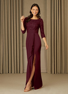 Azazie Macie vestidos de madre de la novia Vestido de Cabernet de Encaje de Recto con Scoop Lentejuelas image1