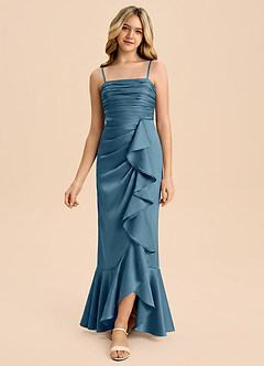 Azazie Ryan Junior Bermuda Sheath Bow Stretch Satin Dress image3