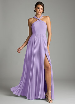 Azazie Afra Bridesmaid Dresses Lilac A-Line Pleated Chiffon Dress image1