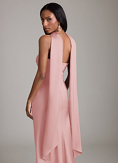 Azazie Saylor Vestidos de damas de honor Vestido de Rosa Empolvado de Satén Elástico de Corte Sirena con Sin tirantes image7