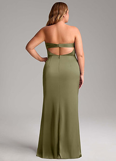 Azazie Leonis Bridesmaid Dresses Pistachio Mermaid Pleated Stretch Satin Convertible Dress image9