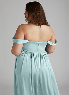 Azazie Morana Robes de demoiselle d'honneur Robe Trapèze Convertible en Satin extensible Épaule décolletée Verre De Mer image18