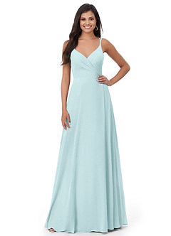 Azazie Lennon Bridesmaid Dresses Sea Glass A-Line Lace Chiffon Dress image5