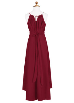 Azazie Oaklynn Junior Robe Trapèze en Mousseline de soie Plissée Bourgogne image7