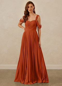 Christian Siriano Bridal for Azazie 1013 Bridesmaid Dresses Burnt Orange A-Line Off the Shoulder Chiffon Dress image8