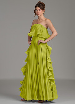 Azazie Alexia Bridesmaid Dresses Lemongrass A-Line Ruched Chiffon Dress image3