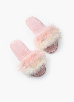 front Pantuflas peludas con bloques de color