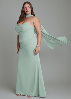 Azazie Sorrel Bridesmaid Dresses Agave Mermaid Corset Chiffon Dress image14