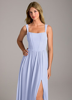 Azazie Rosaline Bridesmaid Dresses Lavender A-Line Side Slit Chiffon Dress image2