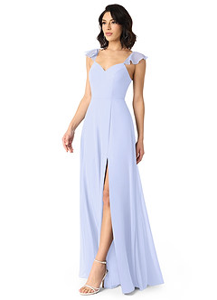 Azazie Everett Bridesmaid Dresses Lavender A-Line V-neck Ruched Chiffon Dress image3