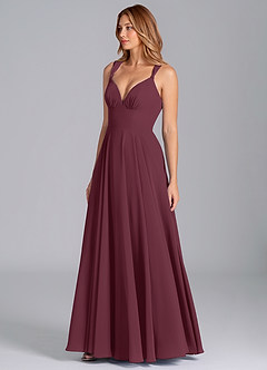 Azazie Darana Final Sale Cabernet A-Line Corset Chiffon Dress image4