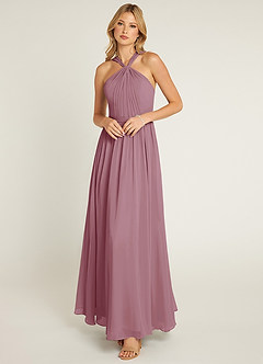 Azazie Jacey Final Sale Vintage Mauve A-Line Pleated Chiffon Dress image1