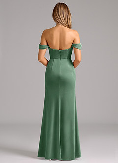 Azazie Saige Bridesmaid Dresses Eucalyptus Sheath Off the Shoulder Velvet Convertible Dress image2