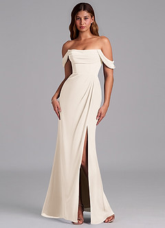 Azazie Johana Bridesmaid Dresses White Alabaster Mermaid Off the Shoulder Chiffon Convertible Dress image16