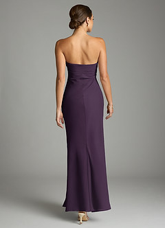 Azazie Saylor Vestidos de damas de honor Vestido de Ciruela de Gasa de Corte Sirena con Sin tirantes image11