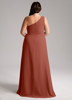 Azazie Brooke Bridesmaid Dresses Auburn A-Line One Shoulder Chiffon Dress image9