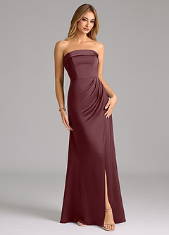 Azazie Aretha Bridesmaid Dresses Sangria A-Line Strapless Stretch Satin Convertible Dress image1