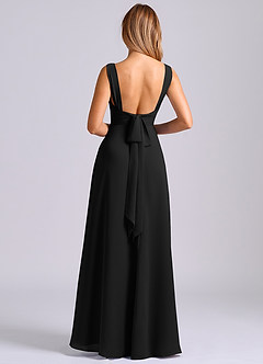 Azazie Beatrice Bridesmaid Dresses Black A-Line Sweetheart Neckline Chiffon Dress image2