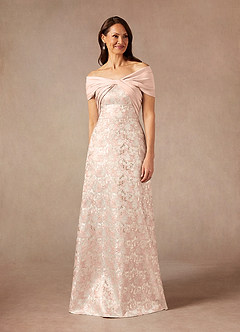 Azazie Amelia Dusty Rose A-Line Off the Shoulder Jacquard Dress