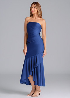 Azazie Danie Jurken voor bruidsmeisjes Jurk van Chiffon met Kolom Strapless Koningsblauw image4