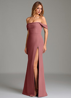 Azazie Riley Robes de demoiselle d'honneur Robe Fourreau Convertible en Mousseline de soie Épaule décolletée Améthyste image6