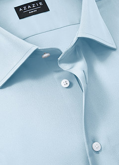 front Julian Sky Blue Stretch Satin Dress Shirt