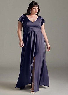 Azazie Omari Bridesmaid Dresses Stormy A-Line Stretch Satin Dress image8