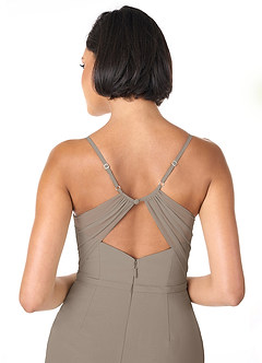 Azazie Blink Final Sale Taupe Sheath V-Neck Chiffon Dress image5