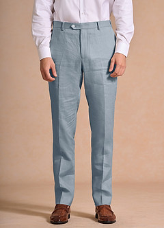 front Harrison Blu Polveroso Pantaloni eleganti in lino 100%