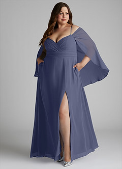 Azazie Cienna Brautjungfernkleider A-Linie Schulterfrei Chiffon Kleid Sturm image9