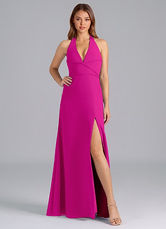 Azazie Odie Bridesmaid Dresses Fuchsia A-Line Chiffon Dress image5