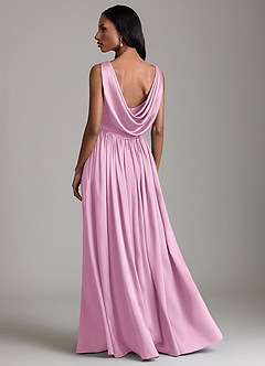 Azazie Novi Bridesmaid Dresses Candy Pink A-Line with Pockets Stretch Satin Dress image2