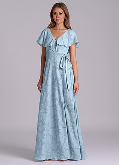 Azazie Lainey Brautjungfernkleider A-Linie mit Taschen Blumen-Burnout Kleid Himmelblau image4