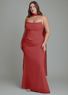 Azazie Sorrel Bridesmaid Dresses Rust Mermaid Corset Chiffon Dress image9
